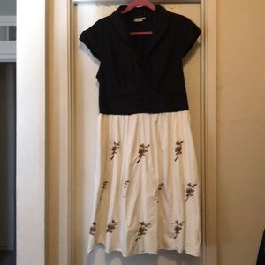 Knee length black and ivory dress